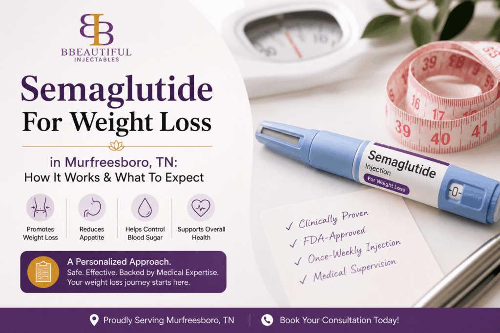 Semaglutide weight loss consultation at BBeautiful Injectables in Murfreesboro TN